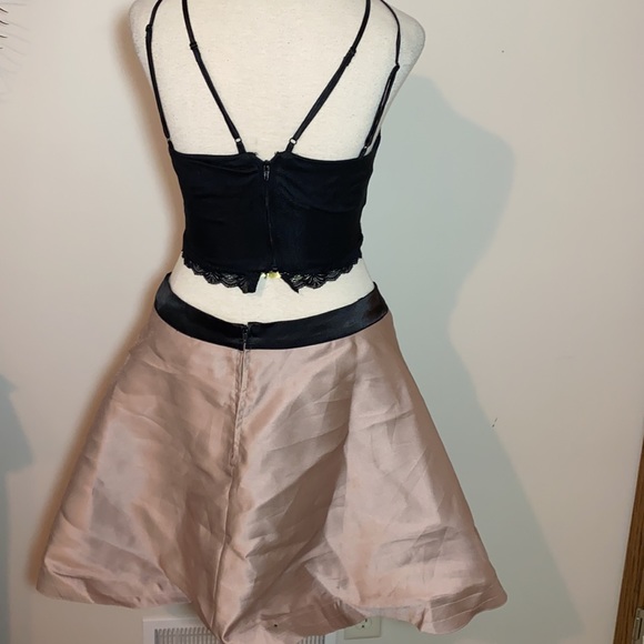 Juniors Nights by teeze me 2pc short formal dress 5/6 7/8 bronze embellished top - Picture 3 of 7
